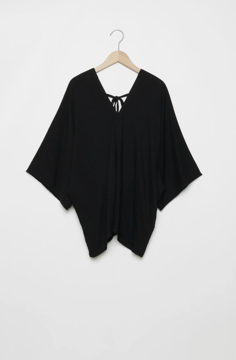 Blouse Noire à Nœud dans le Dos