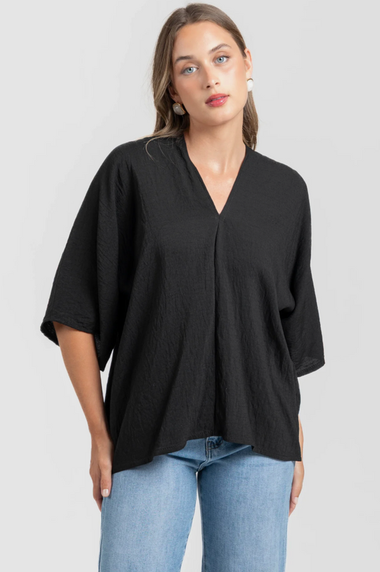 Blouse Noire à Nœud dans le Dos