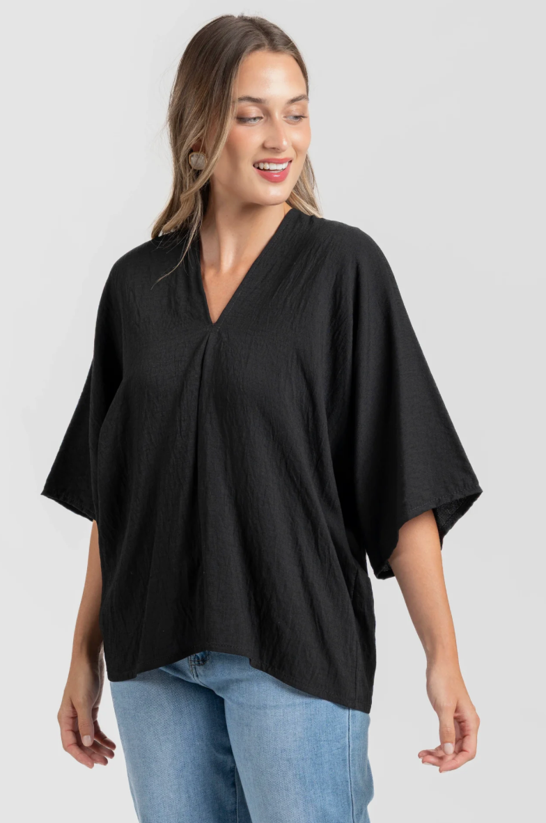 Blouse Noire à Nœud dans le Dos